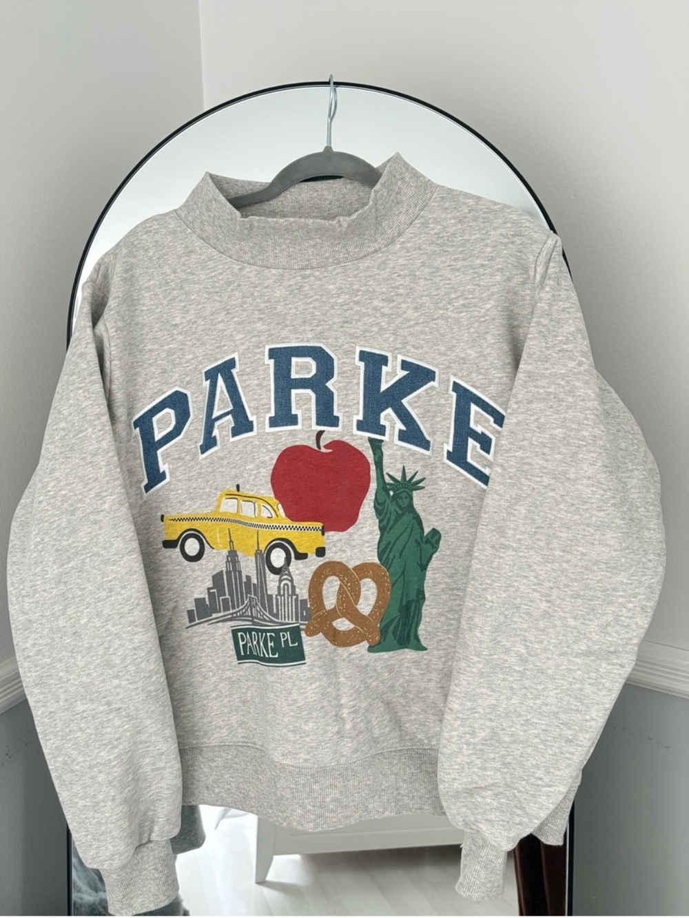 Parke Gray Crewneck Sweater with NY Icons